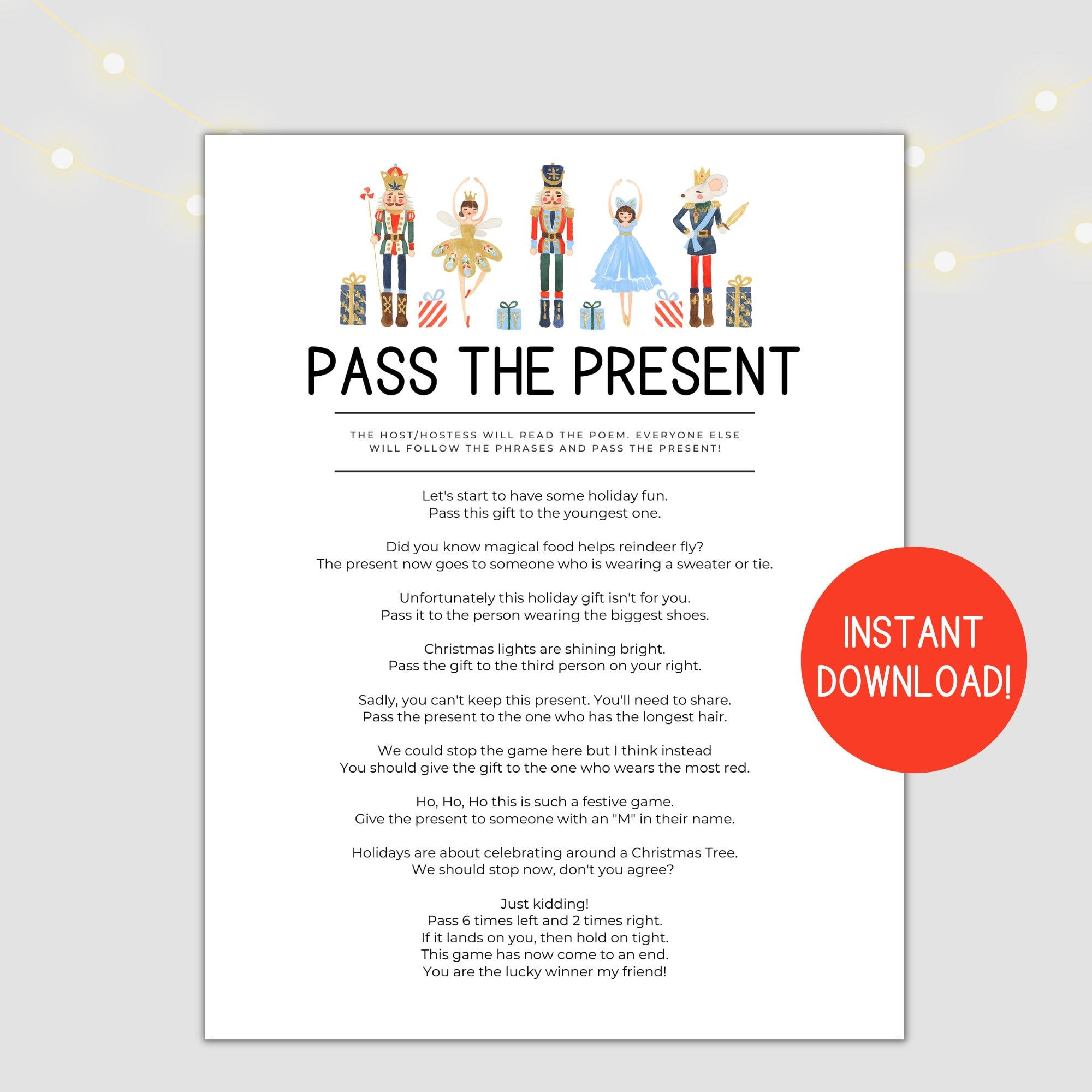 Download Free Printable Pass the Gift Game for Holidays